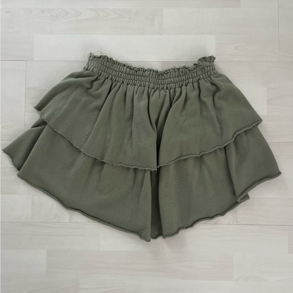 Aerie Army Green Weekend Ruffle Tiered Mini Skirt Small - Picture 2 of 3